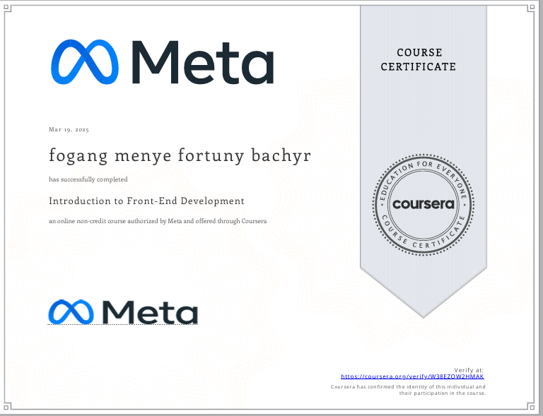 Meta Frontend Certification